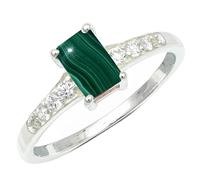 JEWELSTREZORO Anillo de plata de ley 925 con piedras preciosas de Malaquita para hombres y mujeres ideal para regalar joyería TSR1239CB7_53 (16.9)