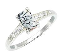 JEWELSTREZORO Anillo de plata de ley 925 con piedras preciosas de Ópalo dendrítico sintético para hombres y mujeres Artículo de regalo joya TSR1239CI14_60 (19.1)
