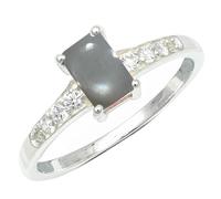 JEWELSTREZORO Anillo de plata de ley 925 con piedras preciosas de Piedra lunar gris para hombres y mujeres joya hecha mano TSR1239BQ29_75 (23.9)