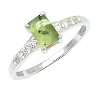 JEWELSTREZORO Anillo de plata de ley 925 con piedras preciosas de Prehnita para hombres y mujeres ideal para regalar joyería TSR1239CH29_75 (23.9)