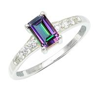 JEWELSTREZORO Anillo de plata de ley 925 con piedras preciosas de Topacio místico para hombres y mujeres ideal regalar joya TSR1239AG4_50 (15.9)