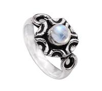 JEWELSTREZORO - Anillo de plata de ley 925 con piedras preciosas para hombre y mujer, artículo de regalo, joya hecha a mano, TSR1006AA, 70 (22.3), Piedra preciosa de metal precioso, Piedra lunar