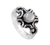 JEWELSTREZORO - Anillo de plata de ley 925 con piedras preciosas para hombre y mujer, artículo de regalo, joya hecha a mano, TSR1006AA, 61 (19.4), Piedra preciosa de metal precioso, Piedra lunar