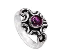 JEWELSTREZORO - Anillo de plata de ley 925 con piedras preciosas para hombre y mujer, artículo de regalo, joya hecha a mano, TSR1006AA, 58 (18,5), Piedra preciosa de metal precioso, Rodolita cultivada