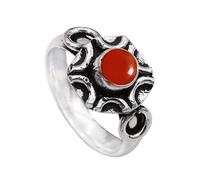 JEWELSTREZORO - Anillo de plata de ley 925 con piedras preciosas para hombre y mujer, artículo de regalo, joya hecha a mano, TSR1006AA, 55 (17.5), Piedra preciosa de metal precioso, Cabujón de