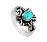 JEWELSTREZORO - Anillo de plata de ley 925 con piedras preciosas para hombre y mujer, artículo de regalo, joya hecha a mano, TSR1006AA, 59 (18.8), Piedra preciosa de metal precioso, Turquesa fabricada