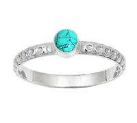 JEWELSTREZORO Anillo de plata de ley 925 con piedras preciosas turquesa cultivada en laboratorio TSR115BU_24 (70 (22.3))