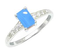 JEWELSTREZORO Anillo de plata de ley 925 maciza con gema de Calcedonia azul hecho a mano para hombres y mujeres Hecha mano joya TSR1239CF25_71 (22.6)