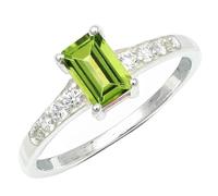 JEWELSTREZORO Anillo de plata de ley 925 maciza con gema de Peridoto sintético para hombres y mujeres joya Artículo de regalo TSR1239AJ29_75 (23.9)