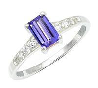 JEWELSTREZORO Anillo de plata de ley 925 maciza con gema de Tanzanita sintética para hombres y mujeres Artículo de regalo joya TSR1239AV27_73 (23.2)
