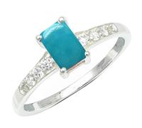 JEWELSTREZORO Anillo de plata de ley 925 maciza con gema de Turquesa sintética para hombres y mujeres Artículo de regalo joya TSR1239BT29_75 (23.9)
