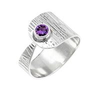 JEWELSTREZORO Anillo de plata de ley 925 maciza con piedras preciosas para hombres y mujeres, joyería hecha a mano de todos los tamaños TSR229AA, O, Metal Piedra preciosa., Amatista