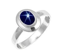 JEWELSTREZORO Anillo de plata de ley 925 maciza hecho a mano para hombres y mujeres TSR211AA, W, Metal Piedra preciosa., Blue Lindy Star cultivado en laboratorio