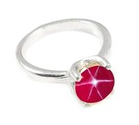 JEWELSTREZORO Anillo de plata de ley 925 maciza hecho a mano para hombres y mujeres, TSR351AA, W, Metal Piedra preciosa., Lindy Star rosa cultivada en laboratorio