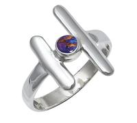 JEWELSTREZORO Anillo de plata de ley 925 maciza para hombres y mujeres, hecho a mano, TSR105AA, O, Metal Piedra preciosa, púrpura, cobre turquesa