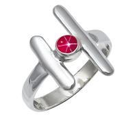JEWELSTREZORO Anillo de plata de ley 925 maciza para hombres y mujeres, hecho a mano, TSR105AA, S 1/2, Metal Piedra preciosa., Lindy Star rosa cultivada en laboratorio