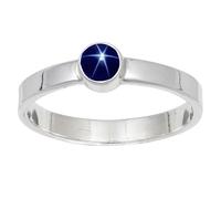 JEWELSTREZORO Anillo de plata de ley 925 maciza para hombres y mujeres, hecho a mano, TSR106AA, Q, Metal Piedra preciosa., Blue Lindy Star cultivado en laboratorio