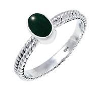 JEWELSTREZORO Anillo de plata de ley 925 maciza para hombres y mujeres, hecho a mano, TSR110AA, Large, Metal Piedra preciosa., Jade verde