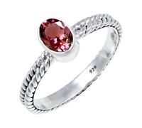 JEWELSTREZORO Anillo de plata de ley 925 maciza para hombres y mujeres, hecho a mano, TSR110AA, N, Metal Piedra preciosa., Turmalina rosa cultivada en laboratorio