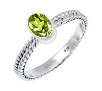 JEWELSTREZORO Anillo de plata de ley 925 maciza para hombres y mujeres, hecho a mano, TSR110AA, Petite, Metal Piedra preciosa., Peridoto