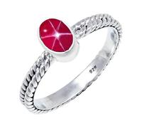 JEWELSTREZORO Anillo de plata de ley 925 maciza para hombres y mujeres, hecho a mano, TSR110AA, Q, Metal Piedra preciosa., Lindy Star rosa cultivada en laboratorio