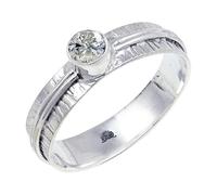 JEWELSTREZORO Anillo de plata de ley 925 maciza para hombres y mujeres, hecho a mano, TSR120AA, K 1/2, Metal Piedra preciosa., Zirconia cúbica