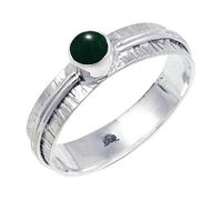 JEWELSTREZORO Anillo de plata de ley 925 maciza para hombres y mujeres, hecho a mano, TSR120AA, Large, Metal Piedra preciosa., Jade verde