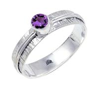 JEWELSTREZORO Anillo de plata de ley 925 maciza para hombres y mujeres, hecho a mano, TSR120AA, N 1/2, Metal Piedra preciosa., Amatista