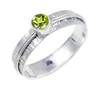 JEWELSTREZORO Anillo de plata de ley 925 maciza para hombres y mujeres, hecho a mano, TSR120AA, N, Metal Piedra preciosa., Peridoto