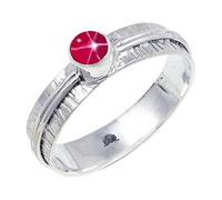 JEWELSTREZORO Anillo de plata de ley 925 maciza para hombres y mujeres, hecho a mano, TSR120AA, O 1/2, Metal Piedra preciosa., Lindy Star rosa cultivada en laboratorio