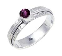 JEWELSTREZORO Anillo de plata de ley 925 maciza para hombres y mujeres, hecho a mano, TSR120AA, P 1/2, Metal Piedra preciosa., Rodolita cultivada en laboratorio