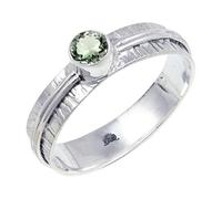 JEWELSTREZORO Anillo de plata de ley 925 maciza para hombres y mujeres, hecho a mano, TSR120AA, Q, Metal Piedra preciosa., Amatista verde