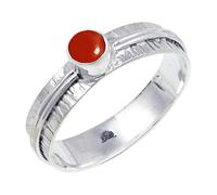 JEWELSTREZORO Anillo de plata de ley 925 maciza para hombres y mujeres, hecho a mano, TSR120AA, R, Metal Piedra preciosa., Cabujón cornalina