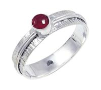 JEWELSTREZORO Anillo de plata de ley 925 maciza para hombres y mujeres, hecho a mano, TSR120AA, R, Metal Piedra preciosa., Granate cabujón