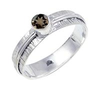 JEWELSTREZORO Anillo de plata de ley 925 maciza para hombres y mujeres, hecho a mano, TSR120AA, R, Metal Piedra preciosa., Cuarzo ahumado