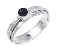 JEWELSTREZORO Anillo de plata de ley 925 maciza para hombres y mujeres, hecho a mano, TSR120AA, S, Metal Piedra preciosa., Piedra solar creada en laboratorio