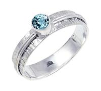 JEWELSTREZORO Anillo de plata de ley 925 maciza para hombres y mujeres, hecho a mano, TSR120AA, S, Metal Piedra preciosa., Topacio azul