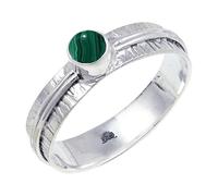 JEWELSTREZORO Anillo de plata de ley 925 maciza para hombres y mujeres, hecho a mano, TSR120AA, V 1/2, Metal Piedra preciosa., Malaquita