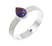 JEWELSTREZORO Anillo de plata de ley 925 maciza para hombres y mujeres, hecho a mano, TSR130AA, J, Metal Piedra preciosa., púrpura, cobre turquesa