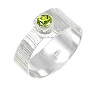 JEWELSTREZORO Anillo de plata de ley 925 maciza para hombres y mujeres, hecho a mano, TSR135AA, V 1/2, Metal Piedra preciosa., Peridoto