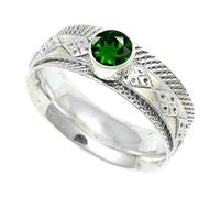 JEWELSTREZORO Anillo de plata de ley 925 maciza para hombres y mujeres, hecho a mano, TSR150AA, L 1/2, Metal Piedra preciosa., Óxido de cromo cultivado en laboratorio