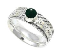 JEWELSTREZORO Anillo de plata de ley 925 maciza para hombres y mujeres, hecho a mano, TSR150AA, Petite, Metal Piedra preciosa., Jade verde