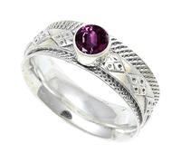 JEWELSTREZORO Anillo de plata de ley 925 maciza para hombres y mujeres, hecho a mano, TSR150AA, S 1/2, Metal Piedra preciosa., Rodolita cultivada en laboratorio