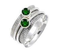 JEWELSTREZORO Anillo de plata de ley 925 maciza para hombres y mujeres, hecho a mano, TSR151AA, I, Metal Piedra preciosa., Óxido de cromo cultivado en laboratorio
