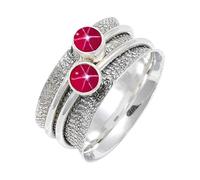 JEWELSTREZORO Anillo de plata de ley 925 maciza para hombres y mujeres, hecho a mano, TSR151AA, L 1/2, Metal Piedra preciosa., Lindy Star rosa cultivada en laboratorio