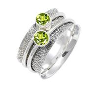 JEWELSTREZORO Anillo de plata de ley 925 maciza para hombres y mujeres, hecho a mano, TSR151AA, Large, Metal Piedra preciosa., Peridoto