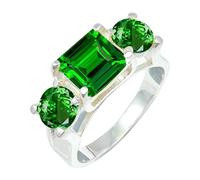 JEWELSTREZORO Anillo de plata de ley 925 para hombre y mujer, artículo de regalo, joyería hecha a mano TSR1161AA, 16, Metal precioso Piedras preci, Tsavorita criada en el laboratorio