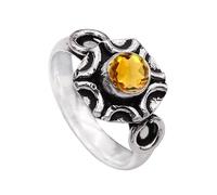 JEWELSTREZORO Anillo de plata de ley 925 para hombre y mujer, artículo de regalo, joyería hecha a mano TSR1006AA, 52 (16.6), Metal precioso Piedras preci, Citrino