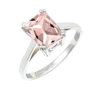JEWELSTREZORO Anillo de plata de ley 925 para hombre y mujer, artículo de regalo, joyería hecha a mano TSR1157AA, 16, Metal precioso Piedras preci, Morganita criada en el laboratorio