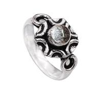 JEWELSTREZORO Anillo de plata de ley 925 para hombre y mujer, artículo de regalo, joyería hecha a mano TSR1006AA, 62 (19.7), Metal precioso Piedras preci, Cuarzo rutilo negro